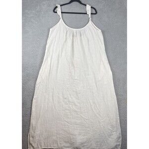 Soma Swim Flutter Sleeve Cover-Up Dress Maxi Sleeveless Ivory Pinstripe XXL